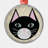 Kattenvisgraat beige metalen ornament (Voorkant)