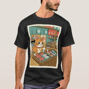 Kattenvismarkt Cute Japanse Stijl T-shirt