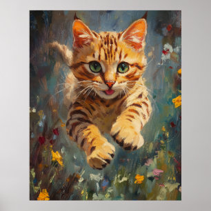 Kattenvlucht in een bos van vuur - Springende Beng Poster