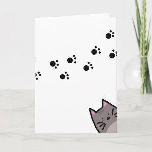 Kattenvoetafdruk kerstkaart kaart