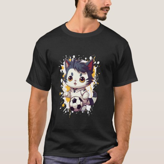 Kattenvoetbal Cute Comic T-shirt (Voorkant)