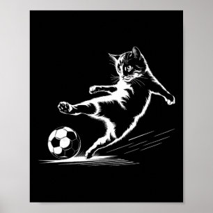 Kattenvoetbal Grafische Kattensport Grappige Kat Poster