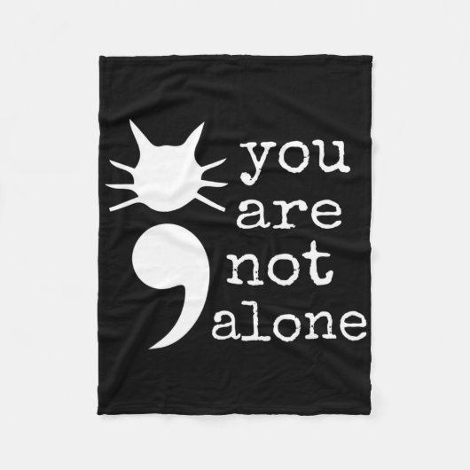 Kattenvorm Semicolon Gift Zelfmoord Preventie Awar Fleece Deken (Voorkant)