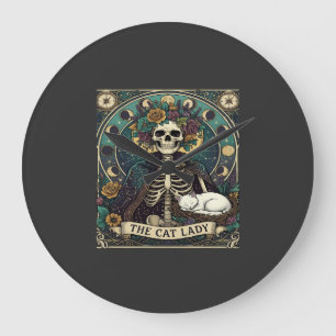 Kattenvrouw Halloween Skelet Bloemstuk Maan Kompas Grote Klok
