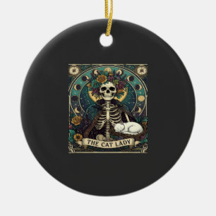 Kattenvrouw Halloween Skelet Bloemstuk Maan Kompas Keramisch Ornament