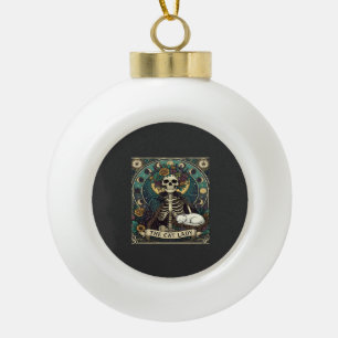 Kattenvrouw Halloween Skelet Bloemstuk Maan Kompas Keramische Bal Ornament