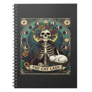 Kattenvrouw Halloween Skelet Bloemstuk Maan Kompas Notitieboek