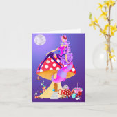 Kattenvrouw in maanlicht Wenskaart Kaart (Gele Bloem)