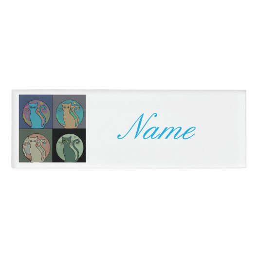 Kattenvrouw Meerdere Katten Zitten Thunder_Cove Naambadge (Voorkant)