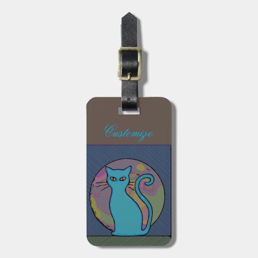 Kattenvrouw Meerdere Katten Zittend Thunder_Cove Bagagelabel (Voorkant verticaal)