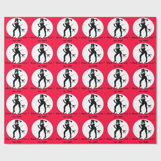 Kattenvrouw silhouette cadeaupapier (Vlak)