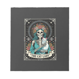 Kattenvrouw Skelet Tarot Bloem Gothic Notitieblok