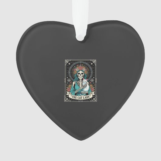 Kattenvrouw Skelet Tarot Bloem Gothic Ornament (voorkant)