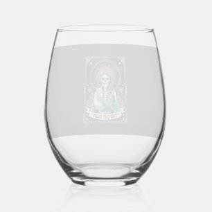 Kattenvrouw Skelet Tarot Bloem Gothic Wijnglas Zonder Voet