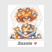 Kattenvrouw sticker (Vel)