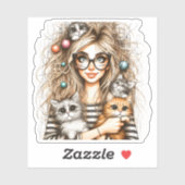 Kattenvrouw sticker (Vel)