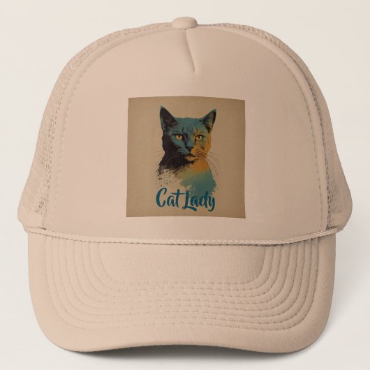 Kattenvrouw Trucker Hoed Trucker Pet (Voorkant)