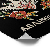 Kattenvrouwen tegen fascisme Bloemen Poster (Hoek)