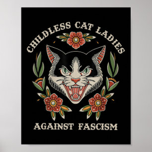 Kattenvrouwen tegen fascisme Bloemen Poster