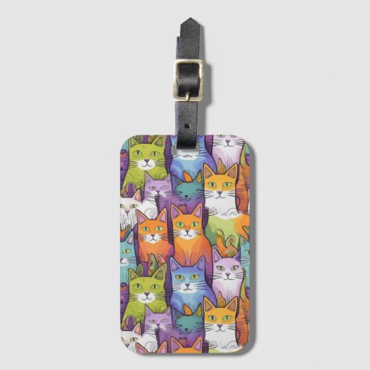 Kattenvrouwtje Schattigee kattenkunst Bagagelabel (Voorkant (verticaal))