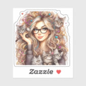 Kattenvrouwtje sticker (Vel)