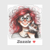 Kattenvrouwtje sticker (Vel)