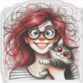 Kattenvrouwtje sticker (Voorkant)