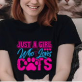 Kattenvrouwtje t shirt vrouwen, meisje dat van kat