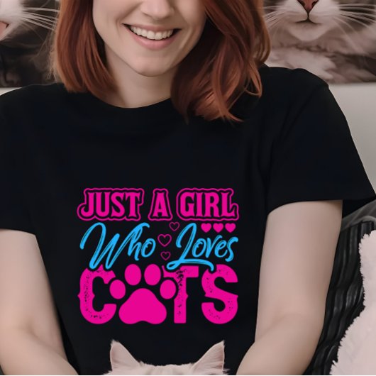 Kattenvrouwtje t shirt vrouwen, meisje dat van kat