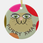 KATTENWENSEN, HARIGE KERSTMIS, VROLIJKE KERSTKAT L KERAMISCH ORNAMENT (Voorkant)