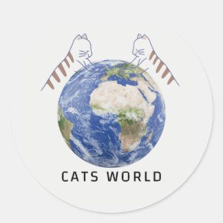 kattenwereld ronde sticker