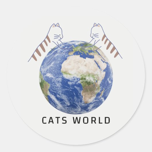 kattenwereld ronde sticker (Voorkant)