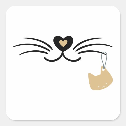 Kattenwhiskers Vierkante Sticker (Voorkant)
