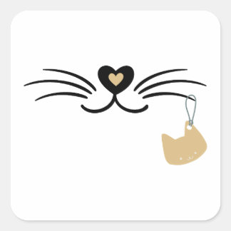Kattenwhiskers Vierkante Sticker