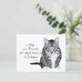 Kattenwijsheid - een kat is een puzzel briefkaart (Staand voorkant)