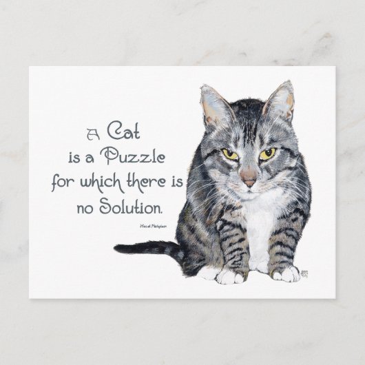 Kattenwijsheid - een kat is een puzzel briefkaart (Voorkant)