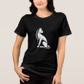 Kattenwit silhouet Tri-Blend shirt (Voorkant)