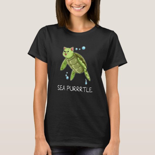 Kattenzee Purrrtle Katten Schildpad Kitten Geschen T-shirt (Voorkant)