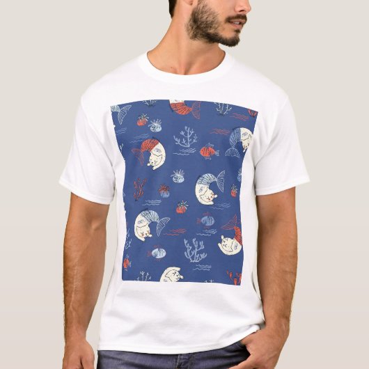 Kattenzeemeermin, gestructureerd naadloos patroon. t-shirt (Voorkant)