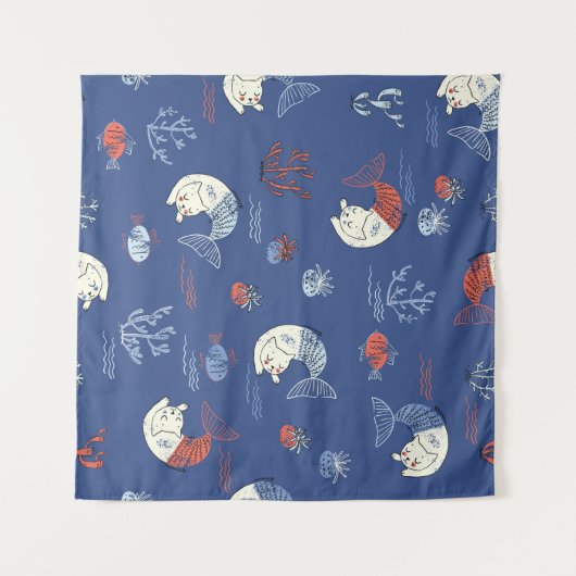 Kattenzeemeermin, gestructureerd naadloos patroon. wandkleed (Voorkant (horizontaal))