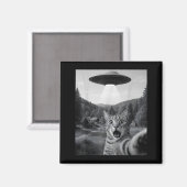 Kattenzelfie met Alien Ufo Grappige Kat Grappige E Magneet (Voorkant / Achterkant)