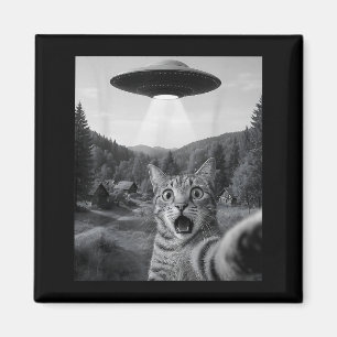 Kattenzelfie met Alien Ufo Grappige Kat Grappige E Magneet