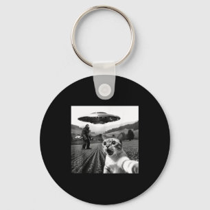 Kattenzelfie met Alien Ufo Grappige Katten Alien B Sleutelhanger