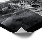 Kattenzelfie met buitenaardse Ufo Grappige Kat Gra Poster (Hoek)