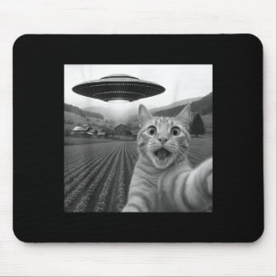 Kattenzelfie met buitenaardse UFO grappige kat voo Muismat