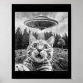 Kattenzelfie met buitenaardse UFO Grappige kat voo Poster (Voorkant)
