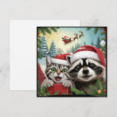 Kattenzelfie met de slee van de Kerstman Rare wasb Feestdagenkaart (Voorkant / Achterkant)