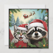 Kattenzelfie met de slee van de Kerstman Rare wasb Feestdagenkaart (Voorkant)