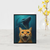 Kattenzelfie met Mosasaurus-dinosauriër voor jonge Kaart (Gele Bloem)