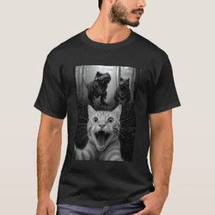Kattenzelfie met T-Rex Dinosaur Grappige Kat Kinde T-shirt